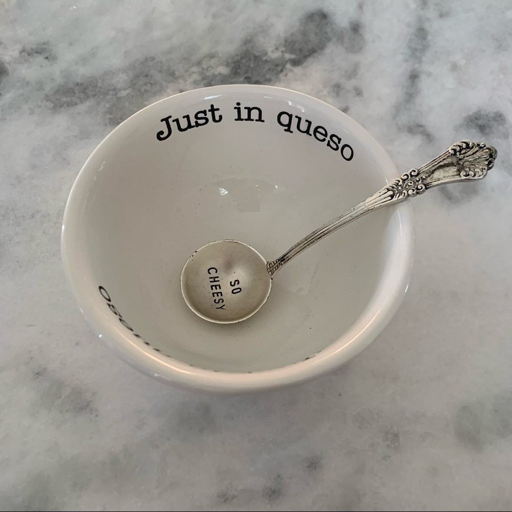 New Mudpie Just in Queso serving bowl and spoon
